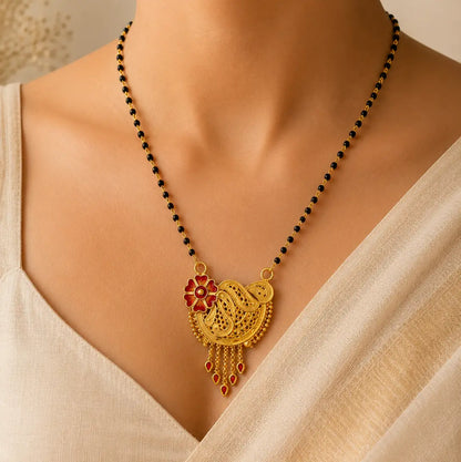 AVIRRA Gold Filled Floral Paisley Traditional Mangalsutra