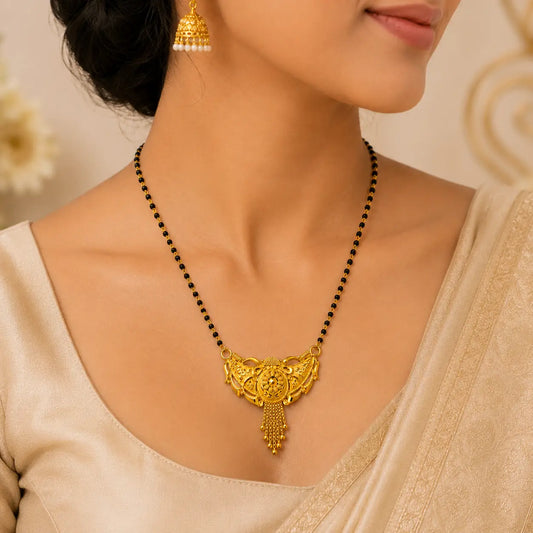 AVIRRA Gold Filled Floral Filigree Mangalsutra
