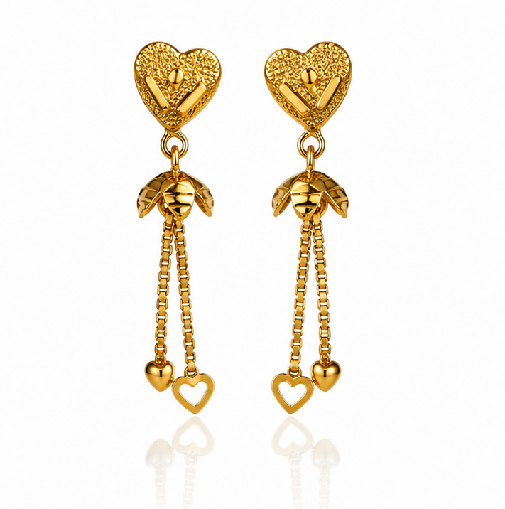 AVIRRA Gold Filled Heart Drop Tassel Earrings
