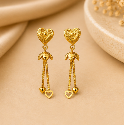 AVIRRA Gold Filled Heart Drop Tassel Earrings