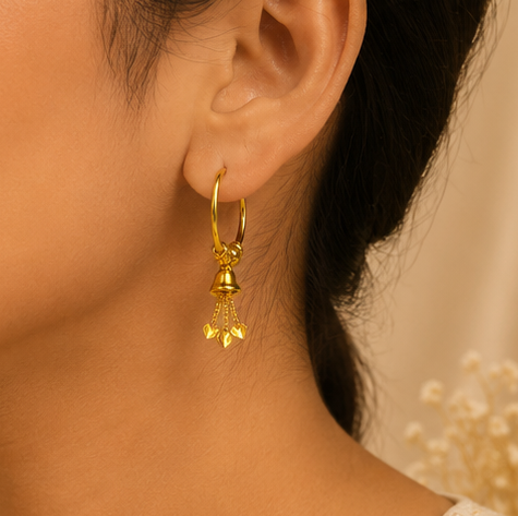AVIRRA Gold Filled Bell Charm Hoop Earrings