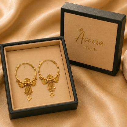 AVIRRA Gold Filled Traditional Hoop Tassel Earrings