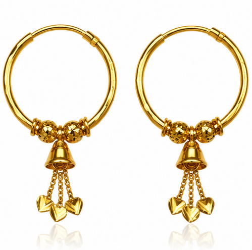 AVIRRA Gold Filled Bell Charm Hoop Earrings