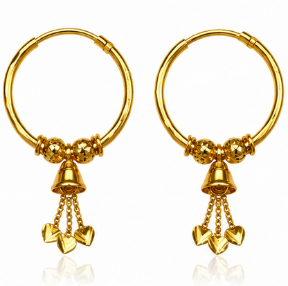 AVIRRA Gold Filled Bell Charm Hoop Earrings