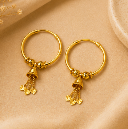AVIRRA Gold Filled Bell Charm Hoop Earrings