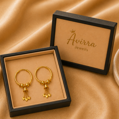 AVIRRA Gold Filled Bell Charm Hoop Earrings
