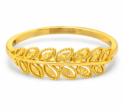 Elegant Leaf-Pattern Gold Filled Ring