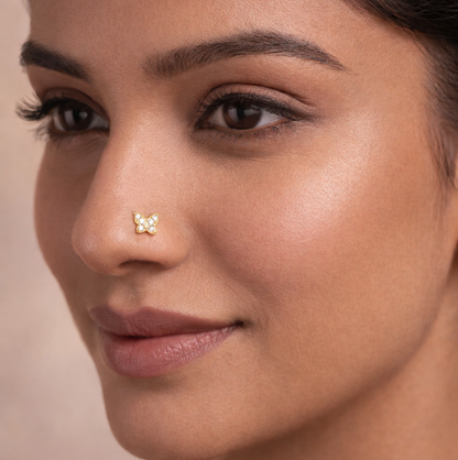 Elegant Butterfly CZ Wire Nose Pin