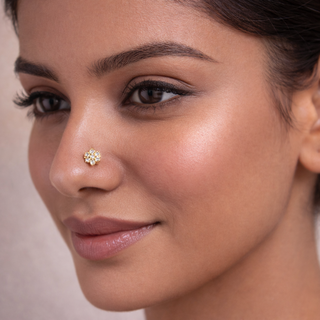 Crystal Flower Stud Nose Pin