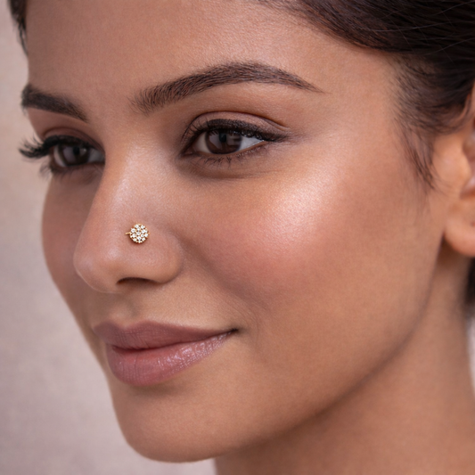 Crystal Blossom CZ Stud Nose Pin