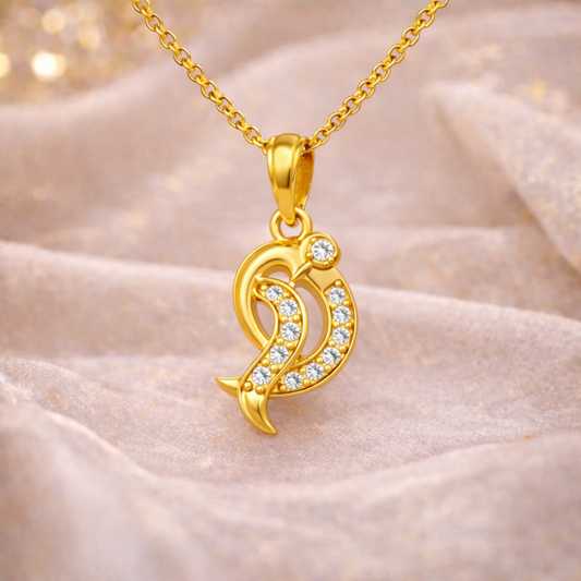 Elegant Gold Dolphin Swirl Pendant with Sparkling Stones