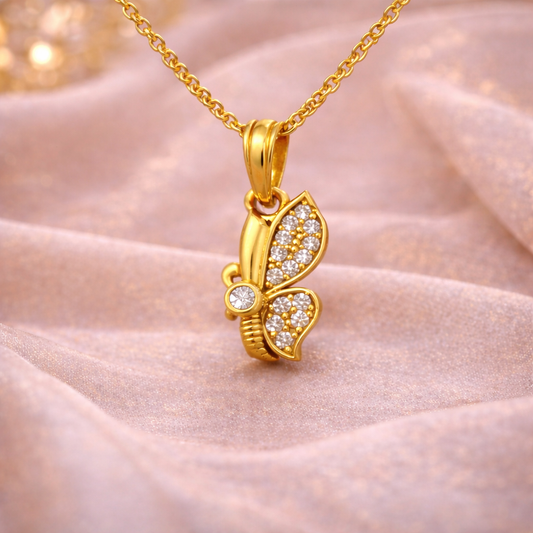 Elegant Gold Butterfly Pendant with Sparkling Stone Detailing