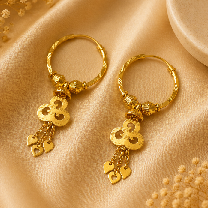 AVIRRA Gold Filled Designer Hoop Tassel Earrings