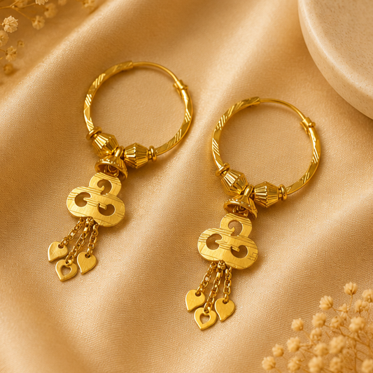 AVIRRA Gold Filled Designer Hoop Tassel Earrings