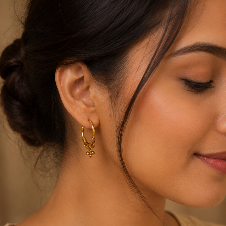 AVIRRA Gold Filled Beaded Hoop Earrings