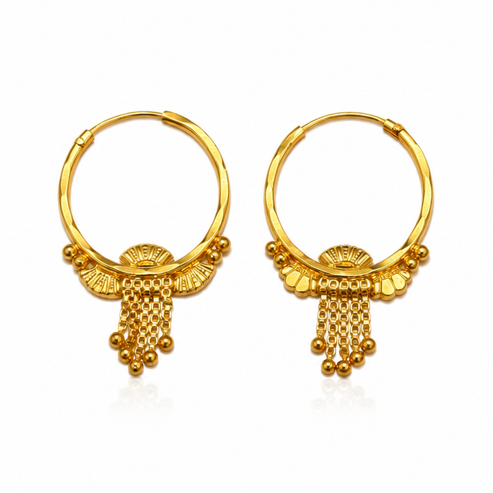 AVIRRA Gold Filled Fan Tassel Hoop Earrings