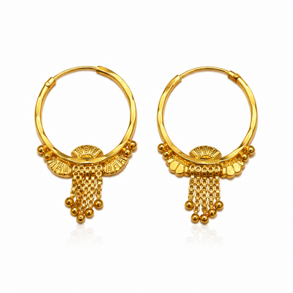 AVIRRA Gold Filled Fan Tassel Hoop Earrings