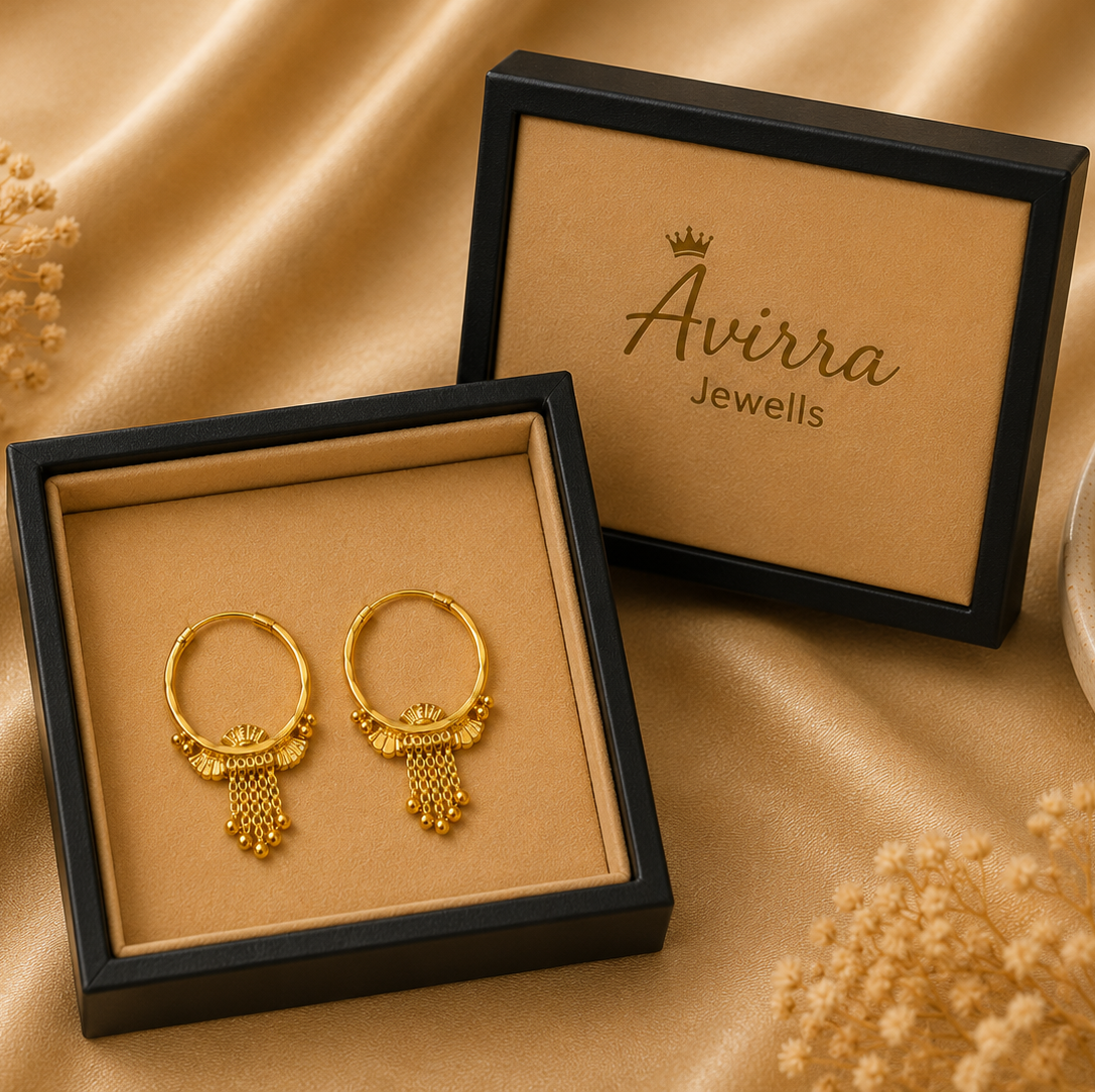 AVIRRA Gold Filled Fan Tassel Hoop Earrings