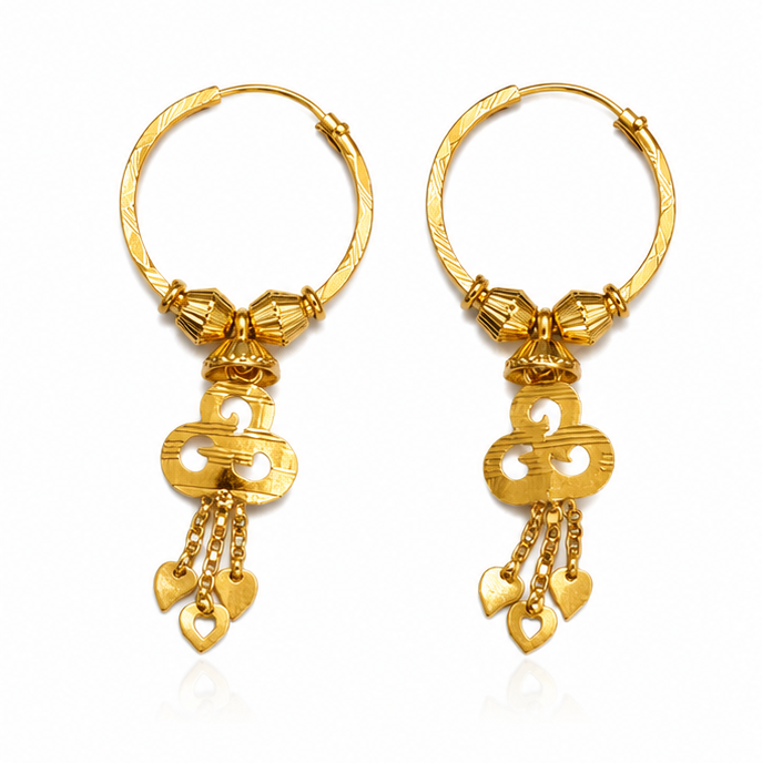 AVIRRA Gold Filled Designer Hoop Tassel Earrings