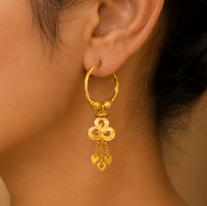 AVIRRA Gold Filled Designer Hoop Tassel Earrings