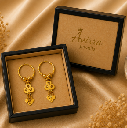 AVIRRA Gold Filled Designer Hoop Tassel Earrings