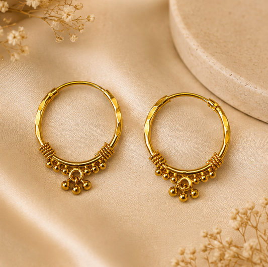 AVIRRA Gold Filled Beaded Hoop Earrings