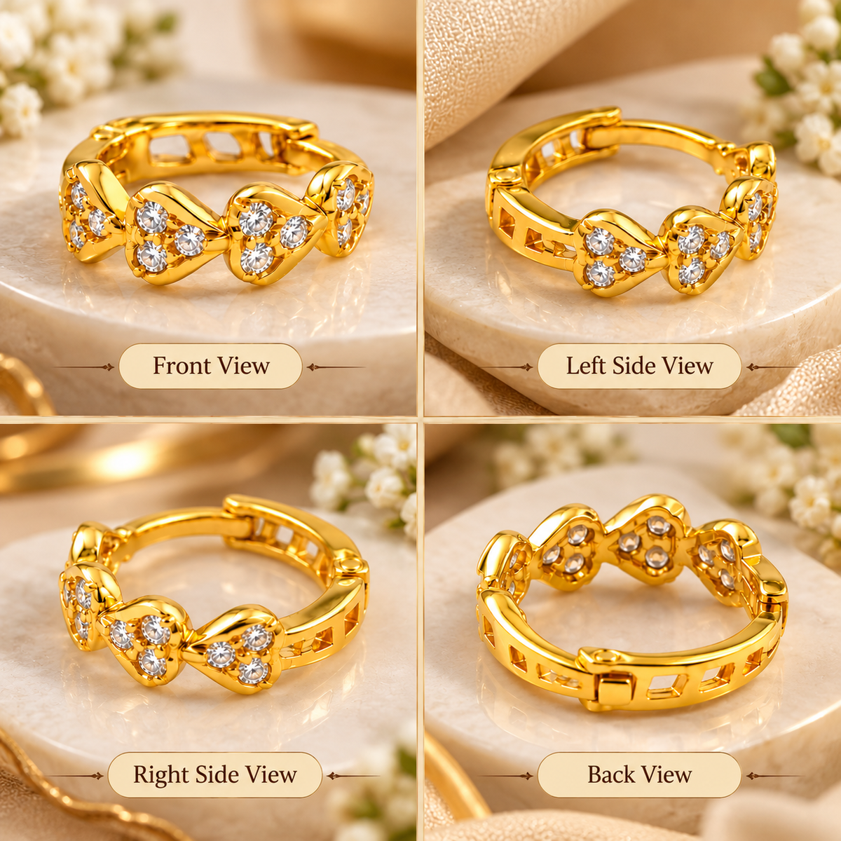 AVIRRA Gold Filled Leaf Cluster CZ Nose Ring