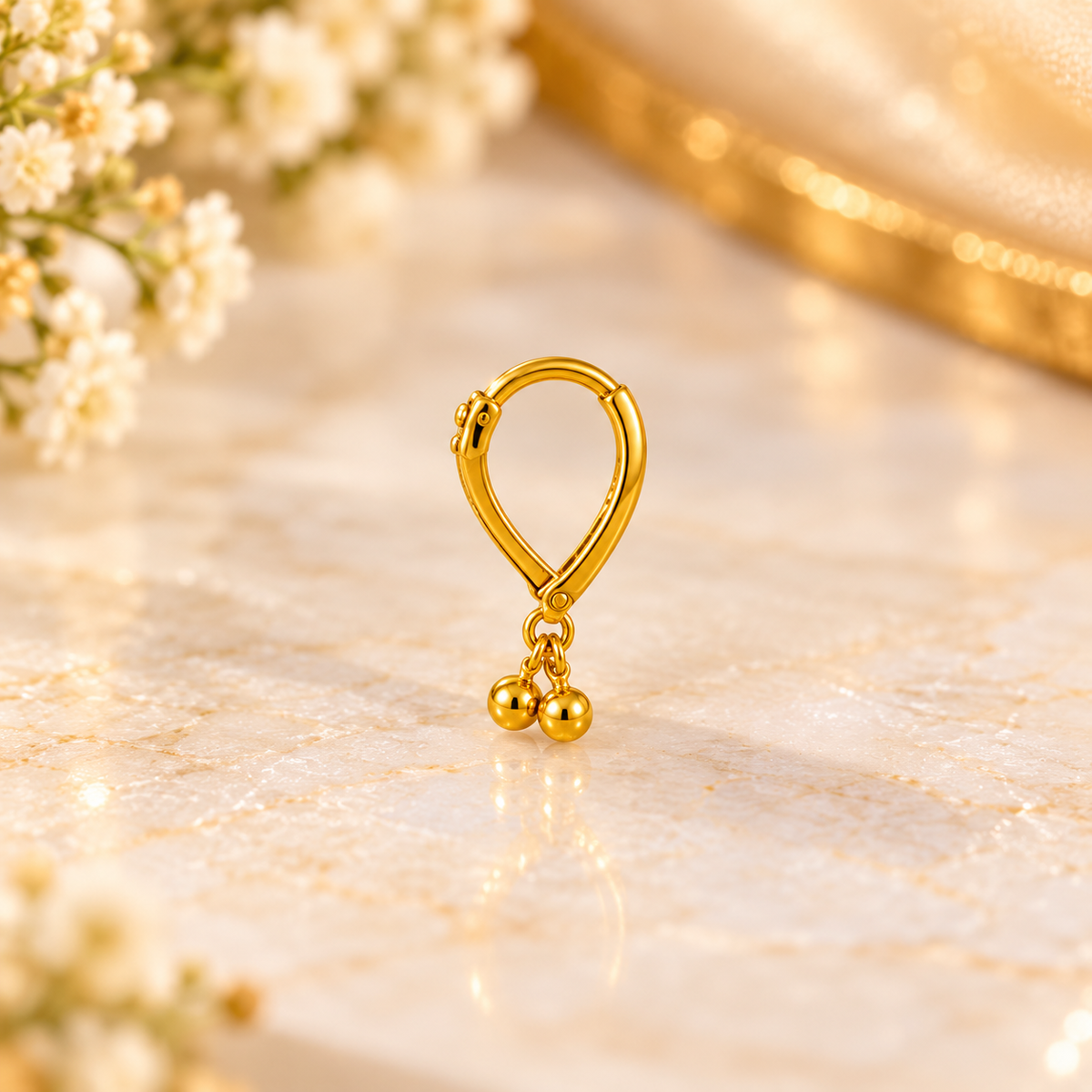 AVIRRA Gold Filled Double Ball Hoop Nose Ring