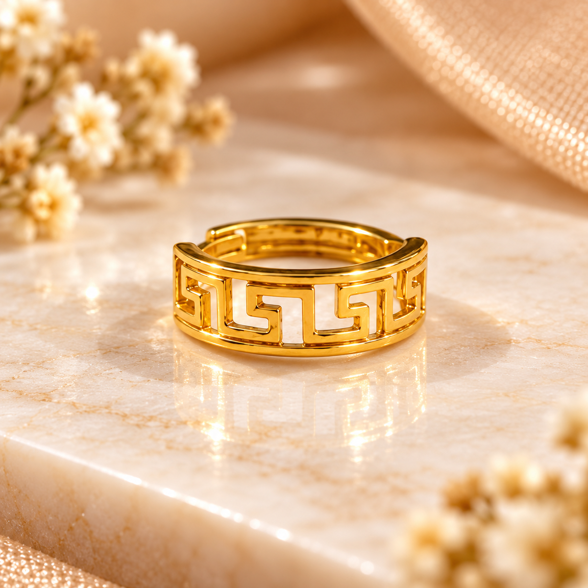 AVIRRA Gold Filled Greek Key Geometric Nose Ring