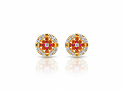 Multicolor CZ Floral Gold Filled Stud Earrings
