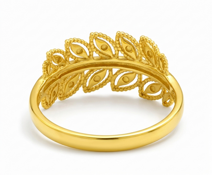 Elegant Leaf-Pattern Gold Filled Ring