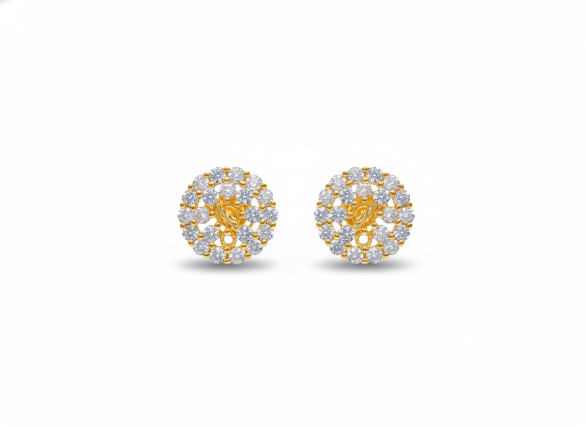 Floral Halo CZ Gold Filled Stud Earrings