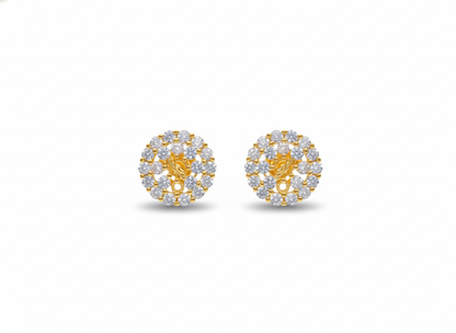 Floral Halo CZ Gold Filled Stud Earrings