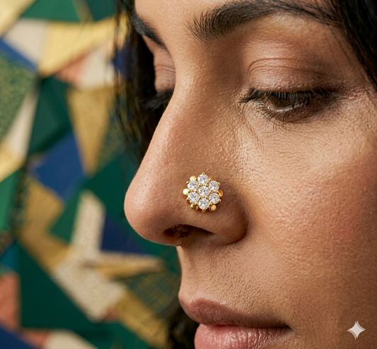 Diamond Style Floral wire Nose Pin