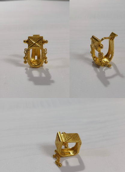 Traditional Square Motif Gold Filled Hoop Earrings