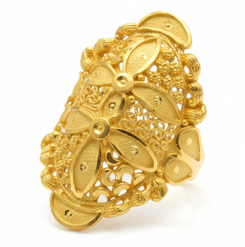 Intricately Designed Gold Filled Floral Ring
