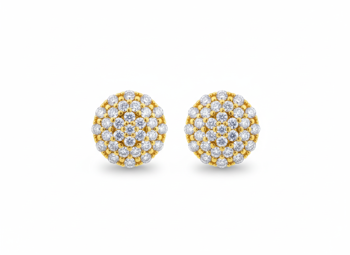 Sparkling CZ Dome Gold Filled Stud Earrings