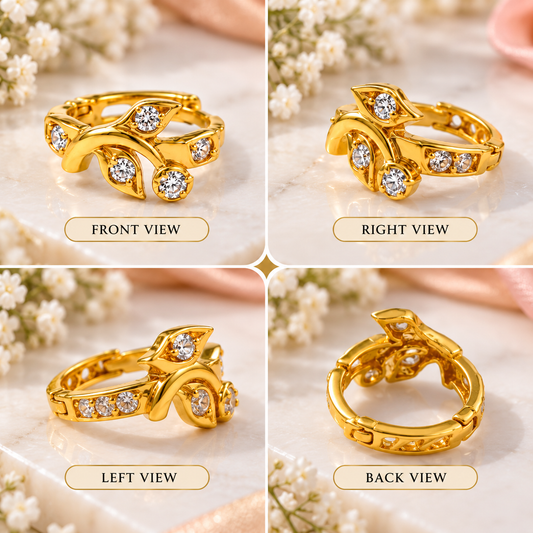 AVIRRA Gold Filled Leaf CZ Nose Ring