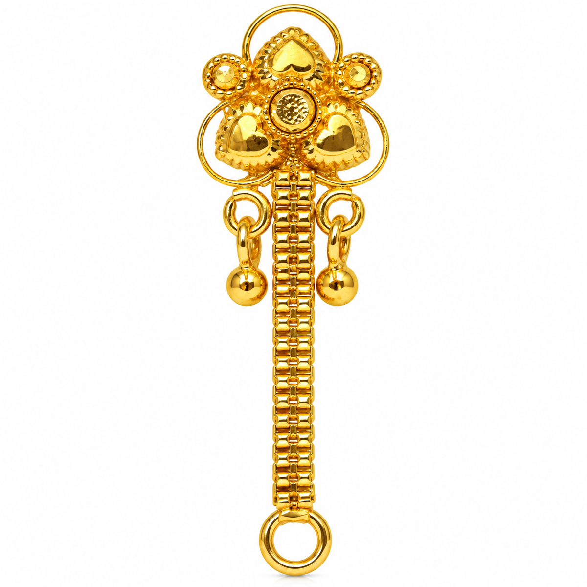 AVIRRA Floral Long Chain Nose Pin – Gold Filled