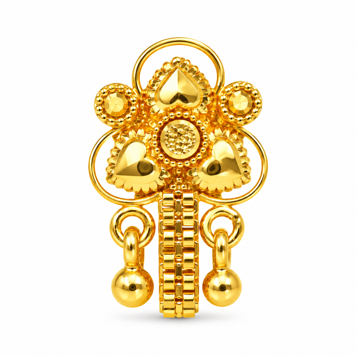 AVIRRA Floral Long Chain Nose Pin – Gold Filled