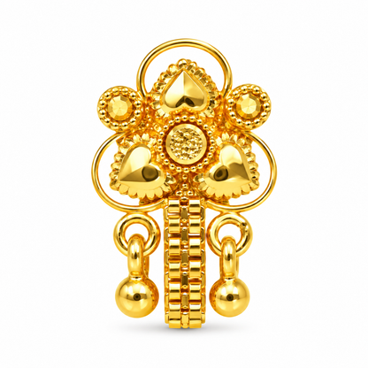 AVIRRA Floral Long Chain Nose Pin – Gold Filled
