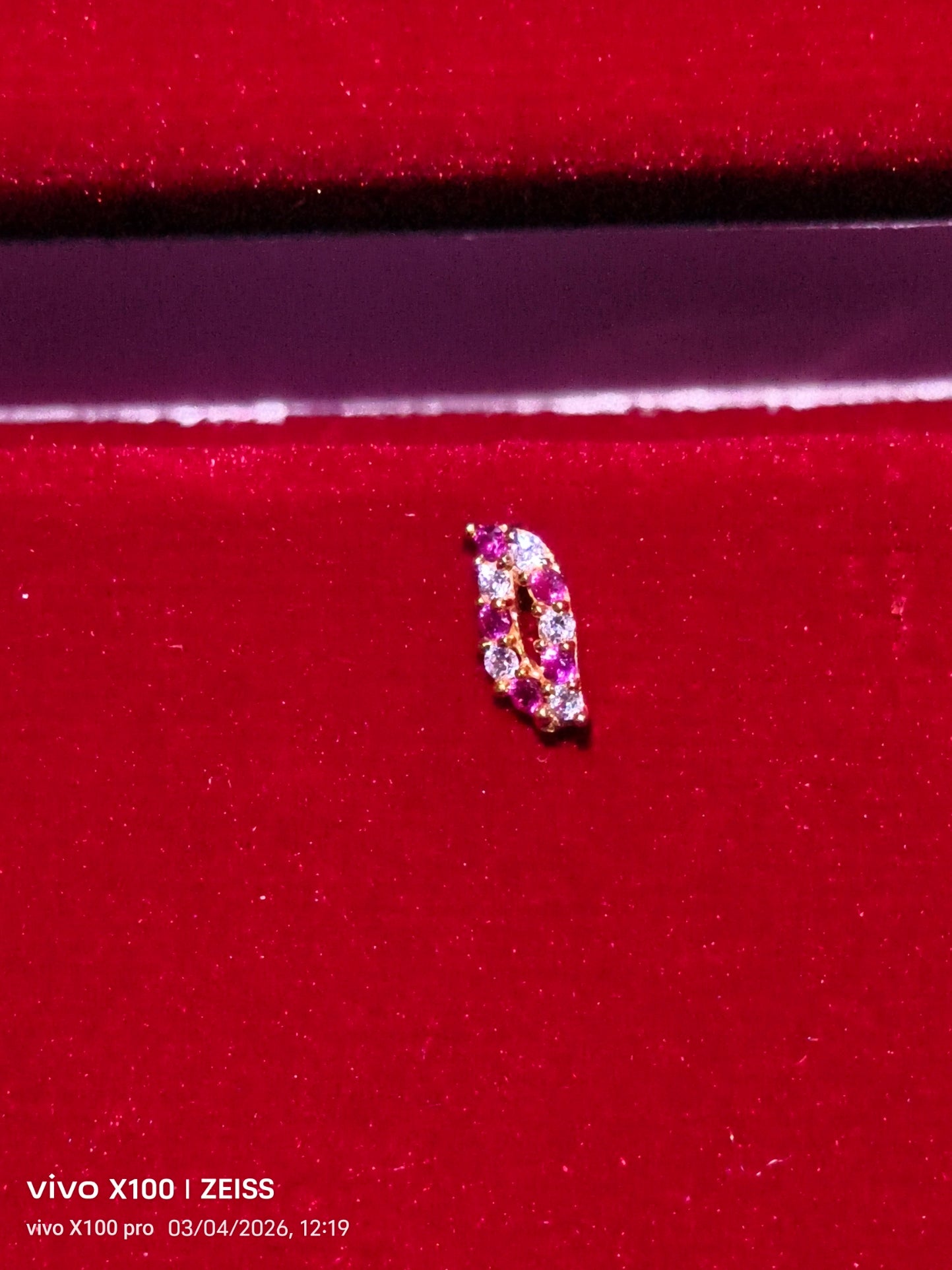 Pink & White Crystal Leaf Wire Nose Pin