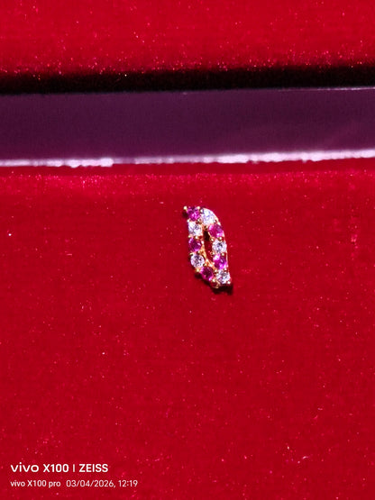Pink & White Crystal Leaf Wire Nose Pin