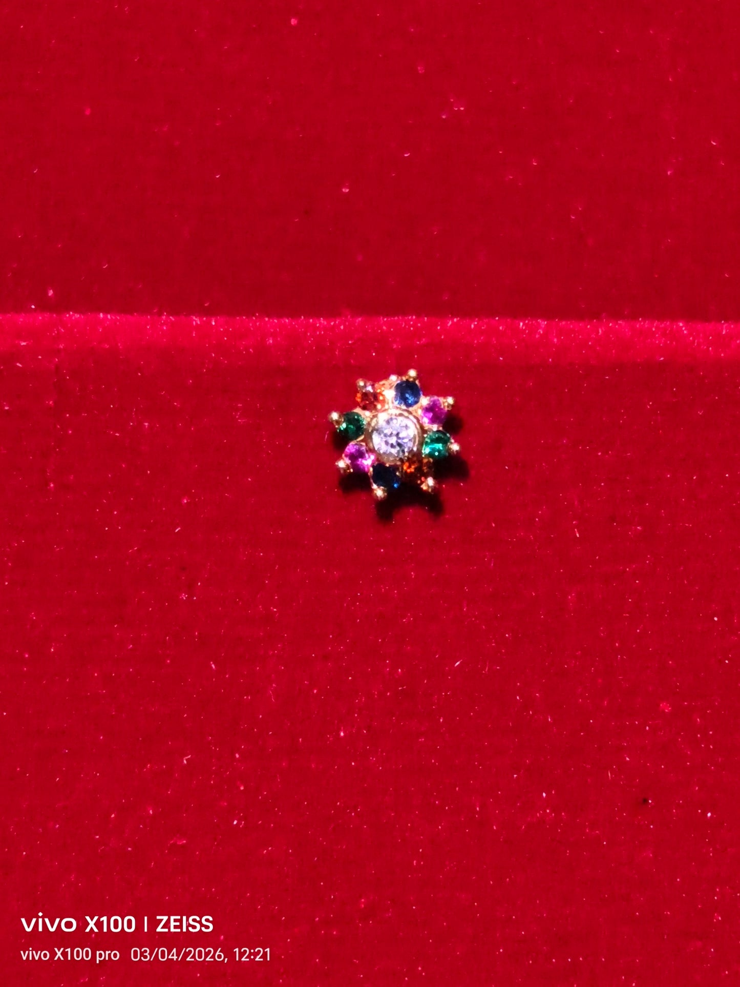 Rainbow Crystal Flower Wire Nose Pin