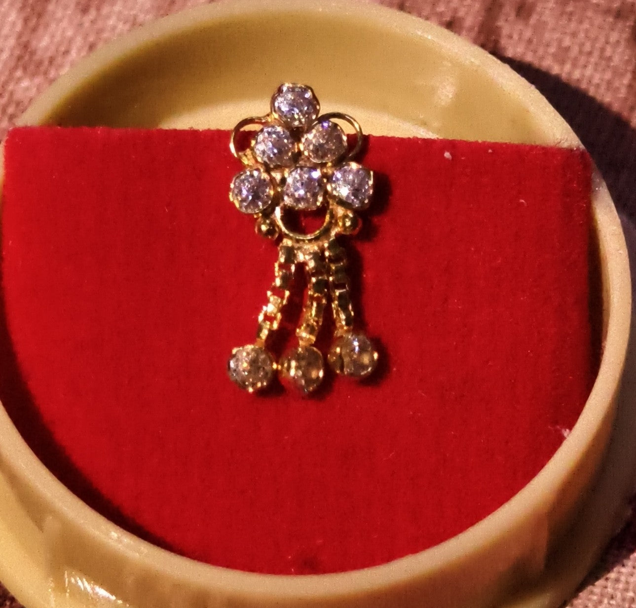 Crystal Drop Floral Stud Nose Pin