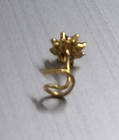 Rainbow Crystal Flower Wire Nose Pin
