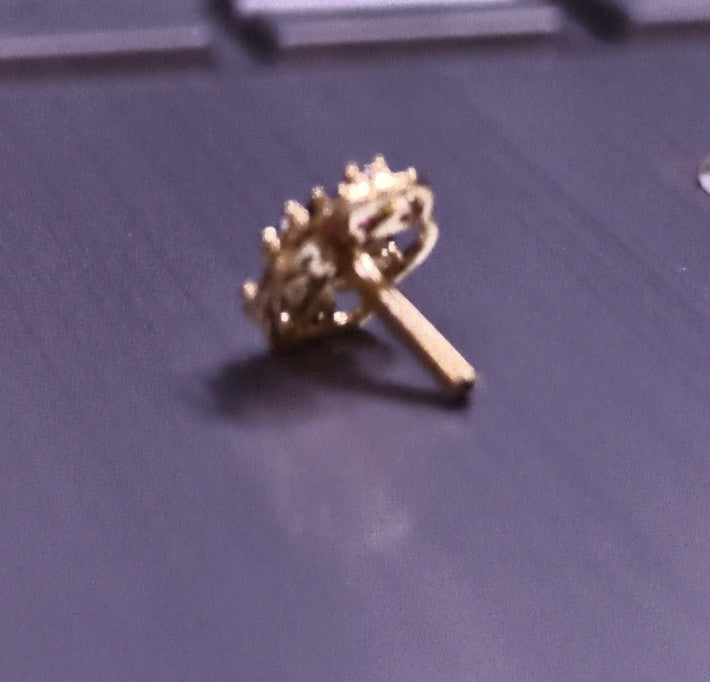 Purple CZ Floral Stud Nose Pin