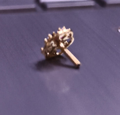 Purple CZ Floral Stud Nose Pin