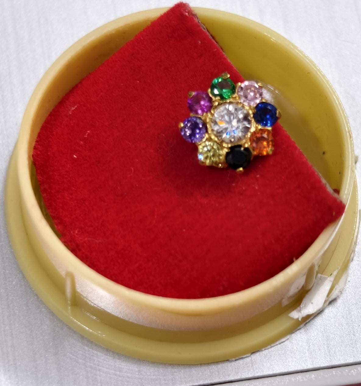 Colorful CZ Flower Stud Nose Pin