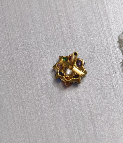 Colorful CZ Flower Stud Nose Pin